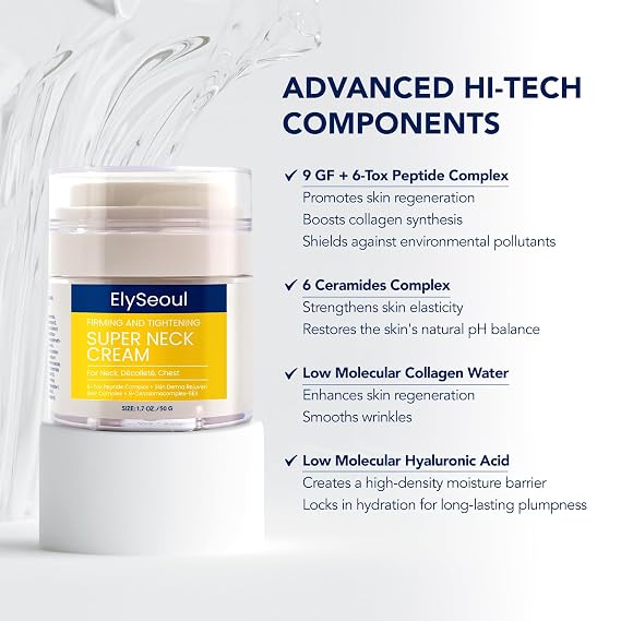 ElySeoul Korean Neck Cream for Firming & Tightening: Neck & Chest Anti-Aging Treatment for Crepey Sagging Skin & Wrinkles