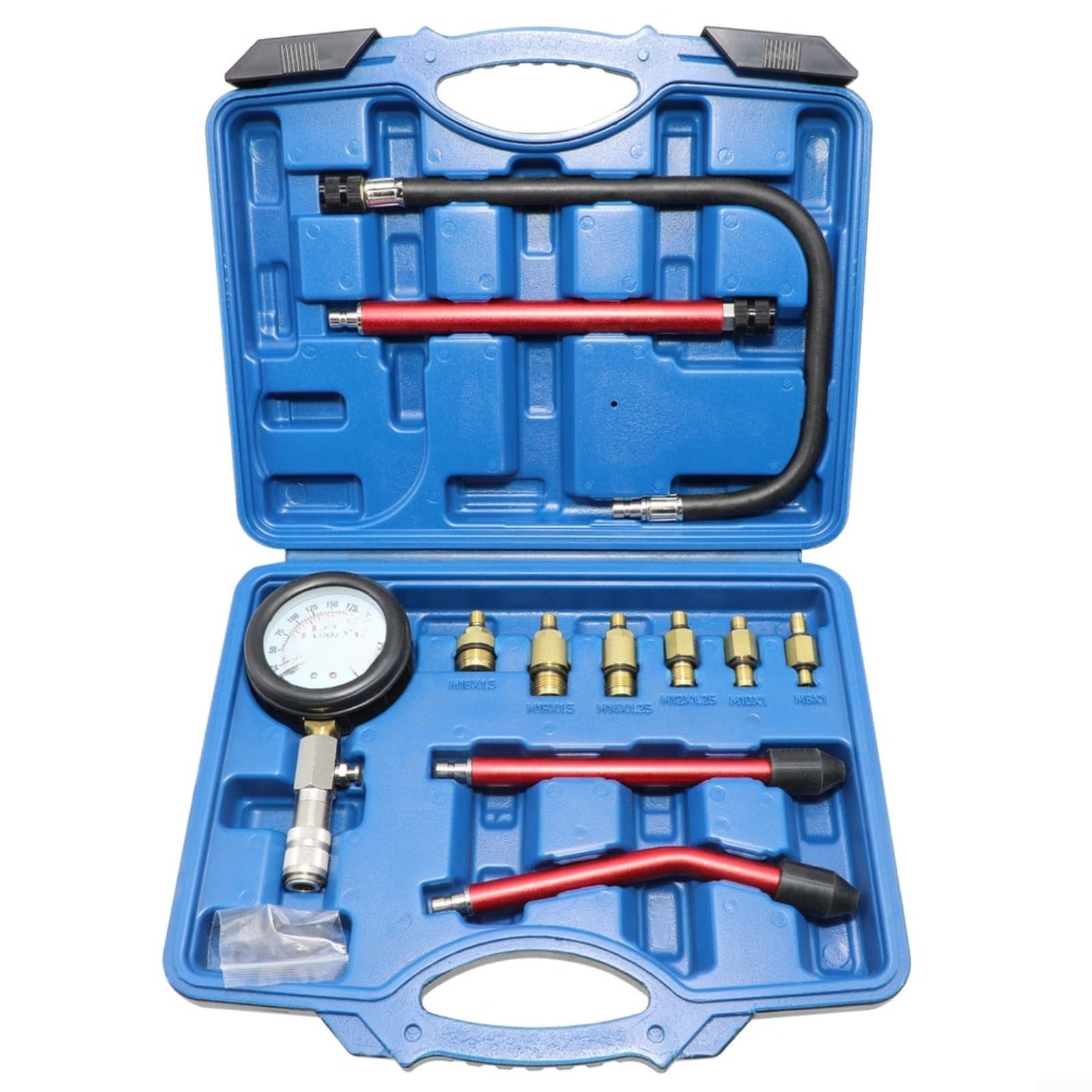 Kit manometro cilindrico, 0-20 bar con adattatori M8-M14, per auto, moto, motore, compressione, strumento diagnostico in acciaio