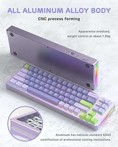 Miniatura 3 de ATTACK SHARK Teclado mecánico inalámbrico M71 75% TKL, CNC de aluminio completo, BT5.02.4GUSB-C, intercambio en caliente, LED RGB, teclado para