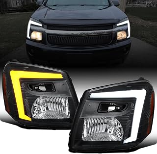 Ronnin - Fits 2005-2009 Chevy Equinox Upgraded Replacement LED Switchback Sequential Turn Signal + Animated Startup Effect Headlights Assembly Pair | Black