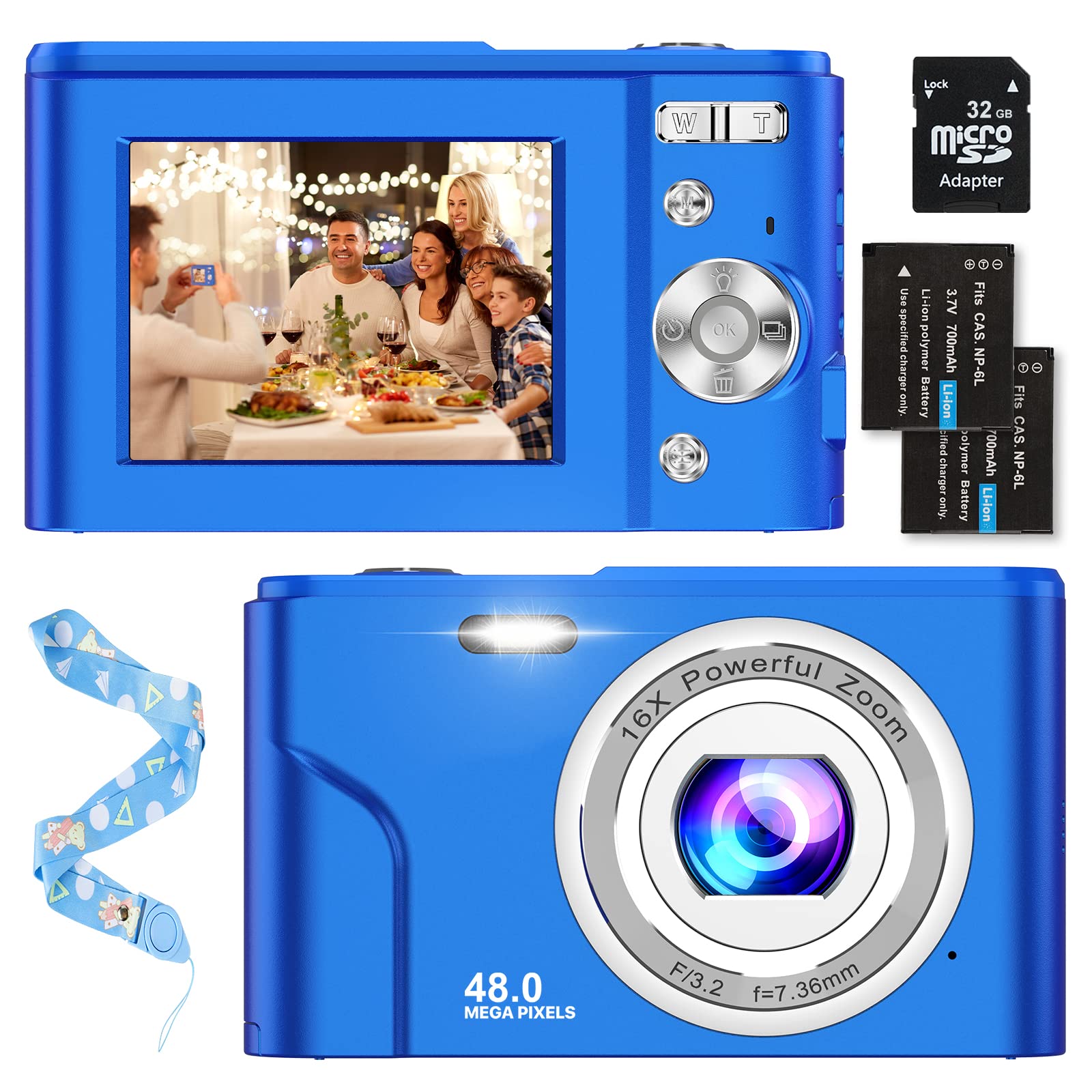 Digital Baby Camera for Kids Teens Boys Girls Adults,1080P 48MP Kids Camera with 32GB SD Card,2.4 Inch Kids Digital Camera with 16X Digital Zoom, Compact Mini Camera Kid Camera for Kids/Student??êBlue??ë