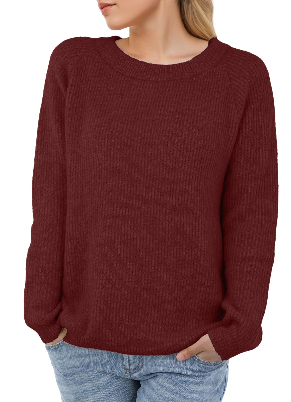 PrinStory Dames Ronde Hals Truien Casual Gebreide Trui Met