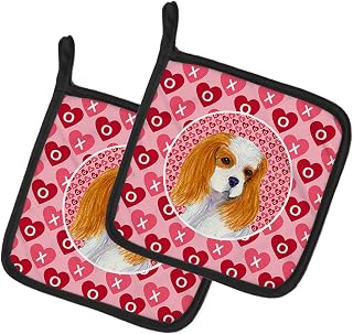 Caroline's Treasures SS4527PTHD Cavalier Spaniel Hearts Love and Valentine's Day Portrait Pair of Pot Holders Kitchen Heat Resistant Pot Holders Sets Oven Hot Pads for Cooking Baking BBQ, 7 1/2 x 7 1/