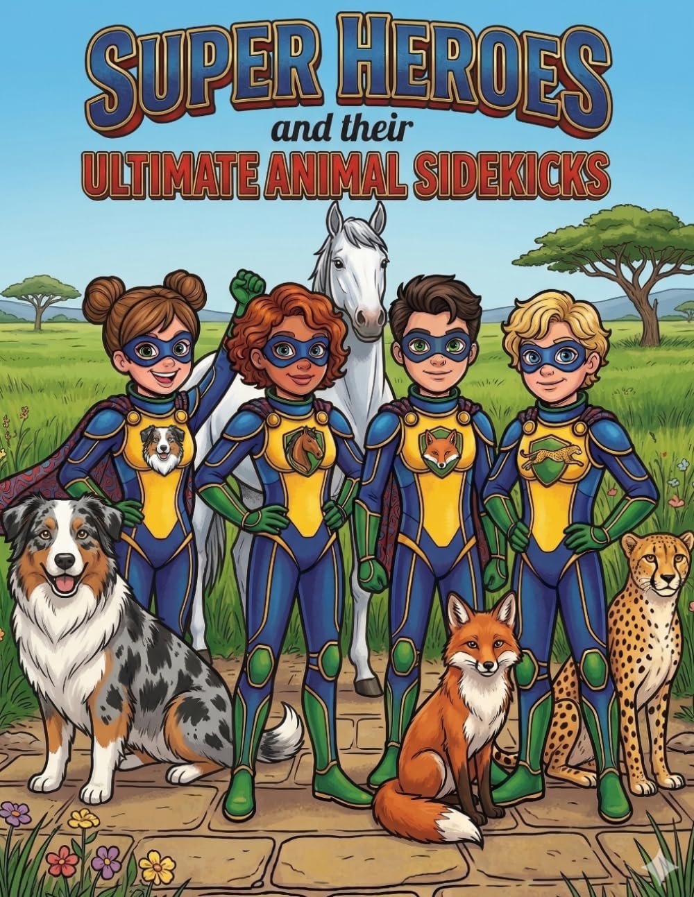 Super Heros and Their Ultimate Animal Sidekicks: Epic Adventures Coloring book with Powerful Heroes and over 30 different Amazing Animal Partners
