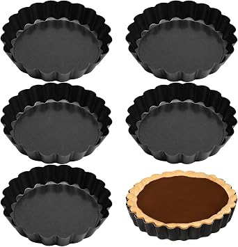 Mini Tart Tins with Removable Loose Bottom, 6 Pcs,  8   2 CM