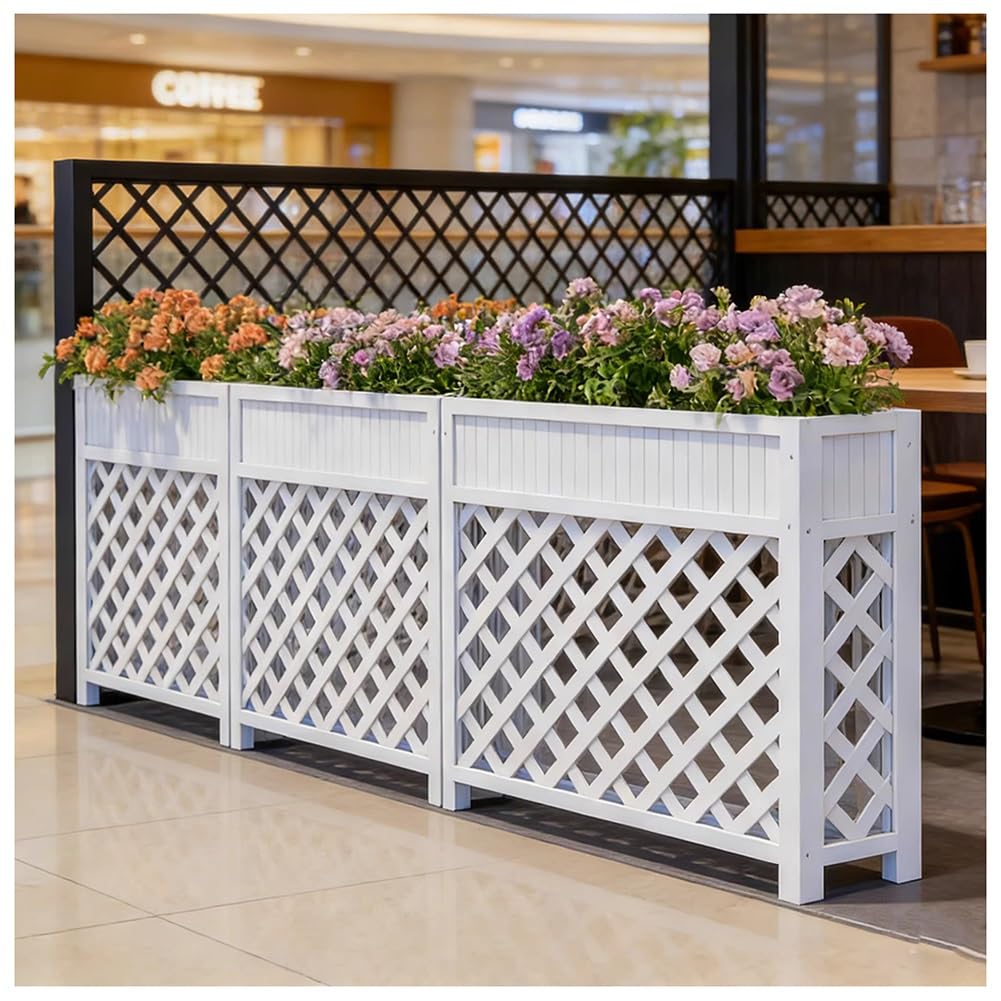 Generisch Pflanzenständer, Sichtschutz mit Pflanzkasten – Rankgitter aus Holz für Kletterpflanzen, Gartentrennwand für Terrasse, Balkon, Einkaufszentrum, Restaurant – Grün, 120 x 25 x 90 cm
