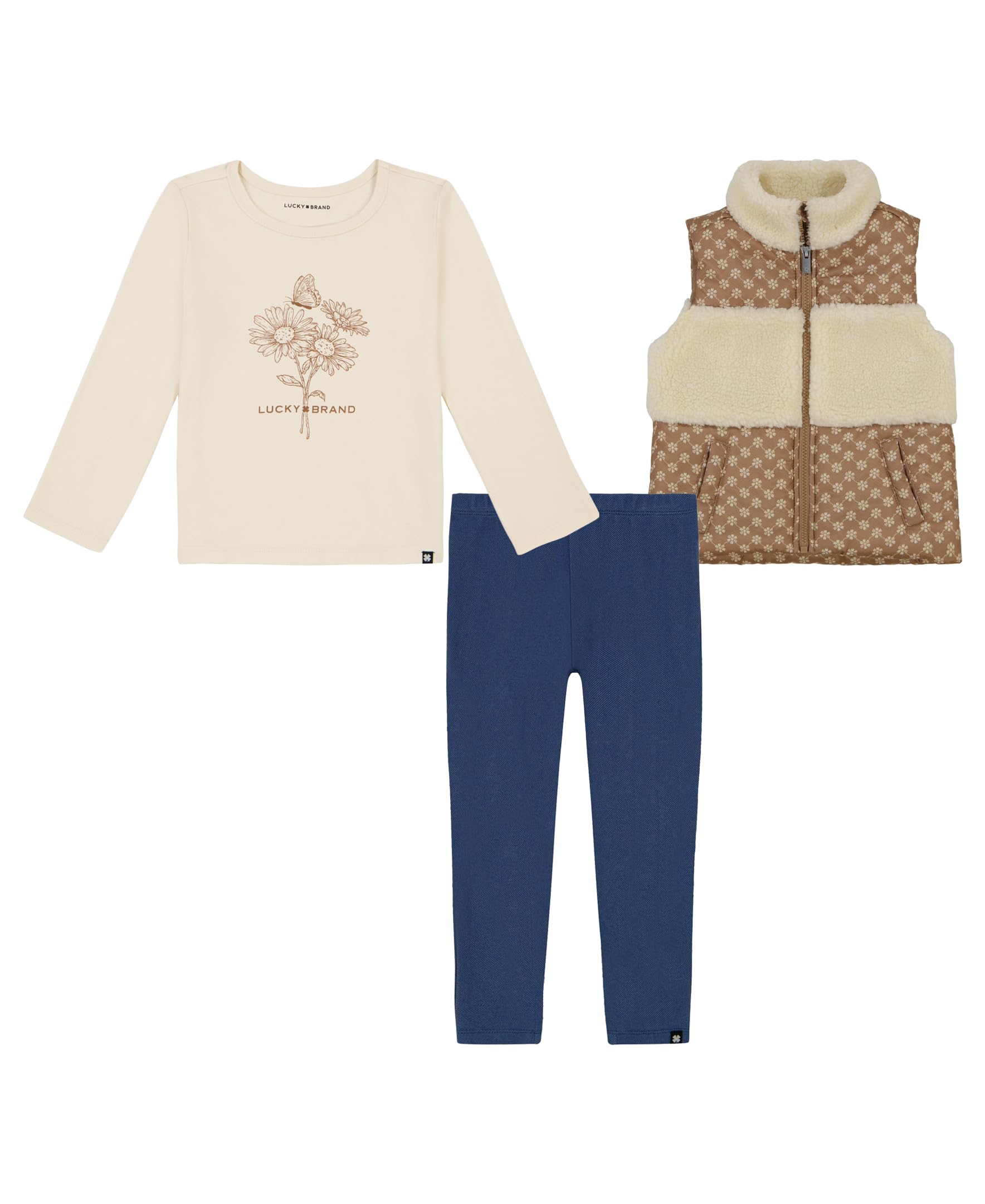 Conjunto de chaleco Lucky Brand de 3 piezas para niñas que buscan comodidad 2