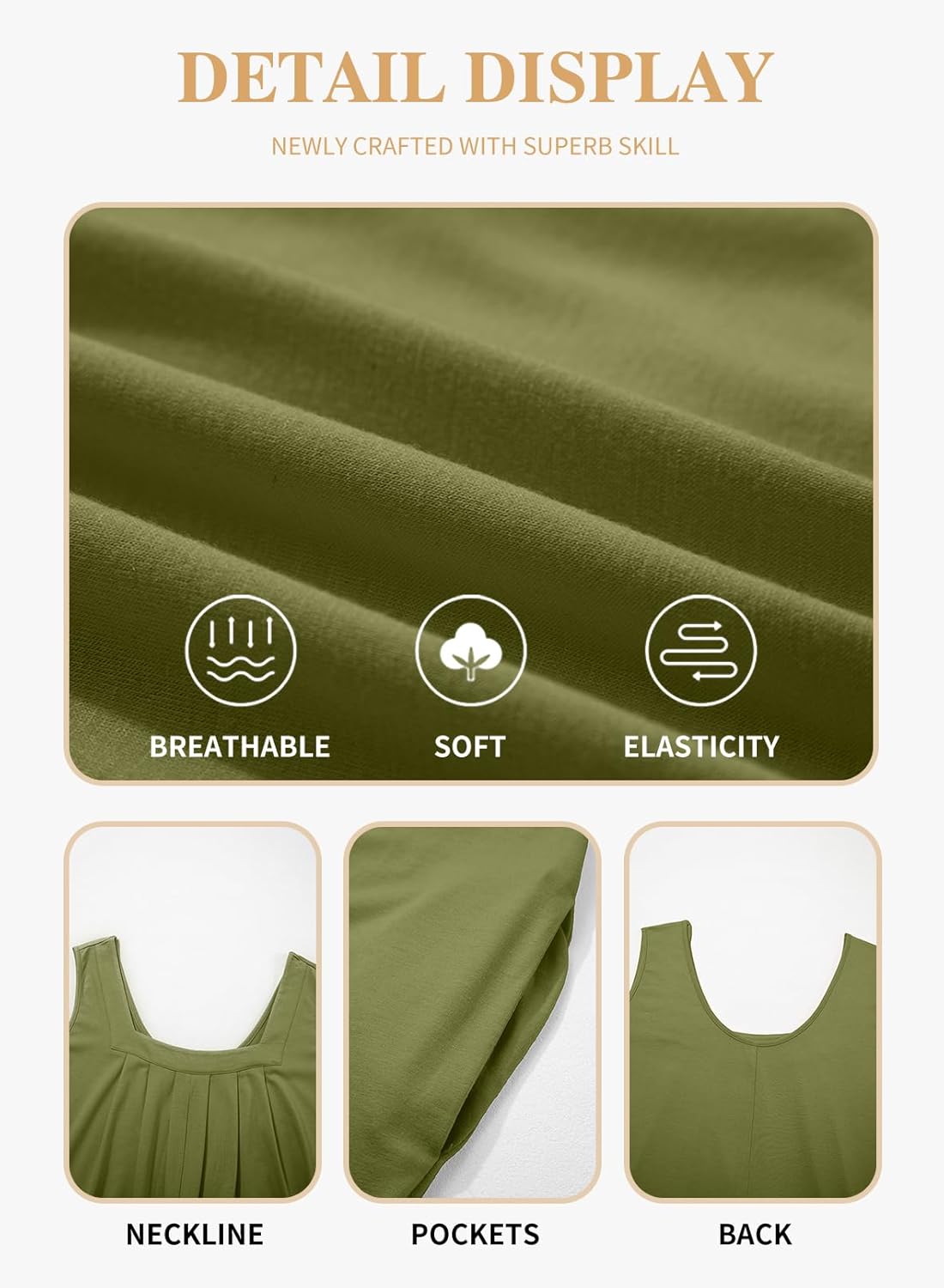 Eytino Women's Plus Size Jumpsuits Casual Sleeveless Short Overalls Pleated Front Rompers Summer Outfits(1X-5X) - Image 5