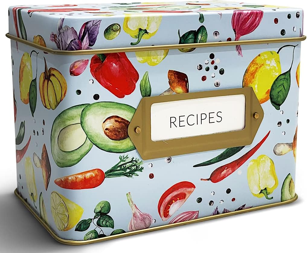 Chef Recipe Box , with 24 Recipe Cards 4x6,with 12 Recipe