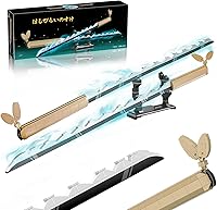 Vista 1 de HIGH GODO Set de construcción de espadas de anime, 40 pulgadas, Hashibira Inosuke, set de espada doble con soporte, bloques de construcción