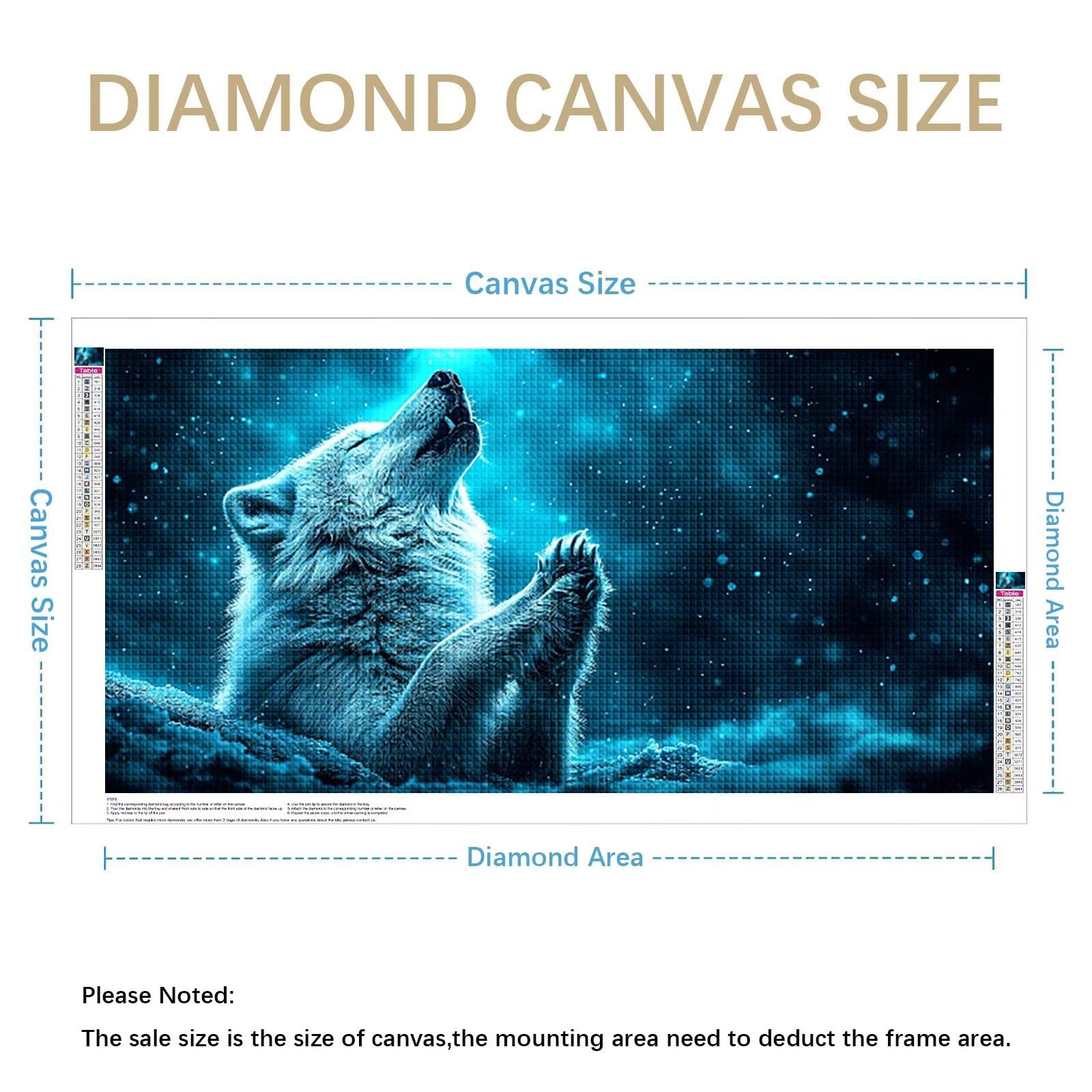 Diamond Painting Grande 120x60cm Lobo Diamond Painting Adultos, DIY Animal Pintura de Diamante Manualidades Adultos, 5D Cuadrado Rhinestone Bordado Punto de Cruz para Home Decoration Regalo 0J-415