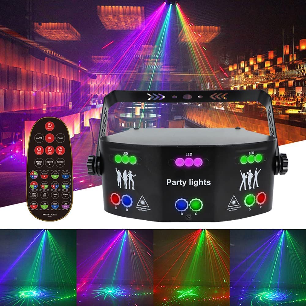 Luces estroboscópicas LED activadas por sonido de 15 ojos con control remoto, luces de discoteca para DJ, luces de fiesta para fiestas, hogar, Navidad, cumpleaños, karaoke, karaoke, bar