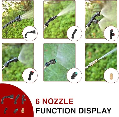 Miniatura 5 de Pulverizador eléctrico de mochila de 4 galones con batería de litio para telescopio de latón y múltiples boquillas para limpieza por pulverización