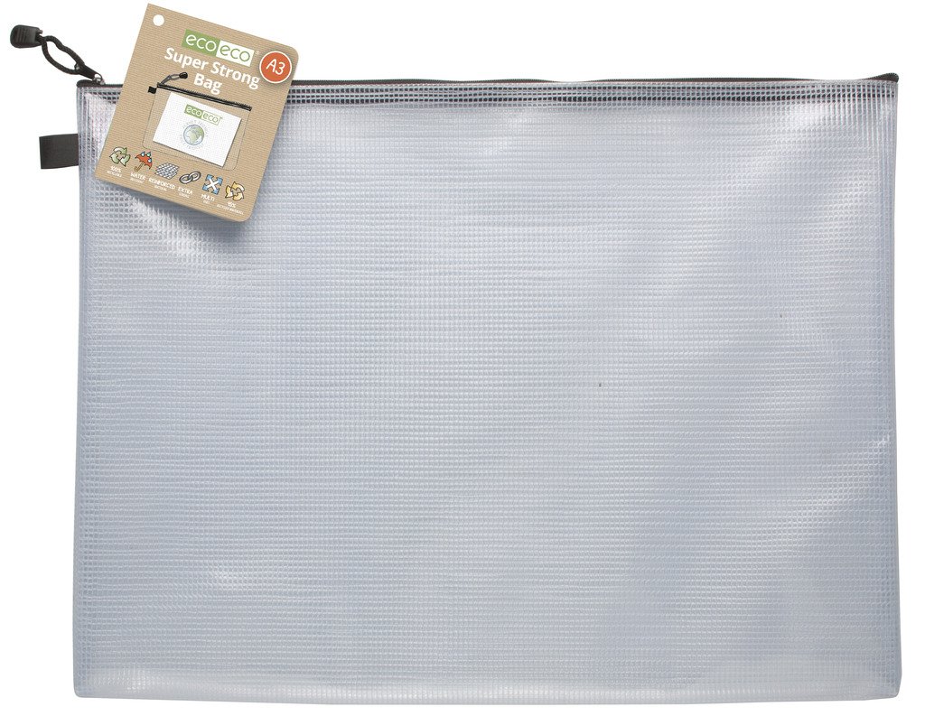 Lot de 12 pochettes transparentes A3 en maille Tuff avec fermeture Éclair