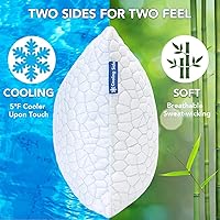 Vista 2 de QUTOOL - Almohada hipoalergénica, espuma viscoelástica, gel triturado, sistema enfriado, relleno regulable, firme, funda de bambú extraíble lavable