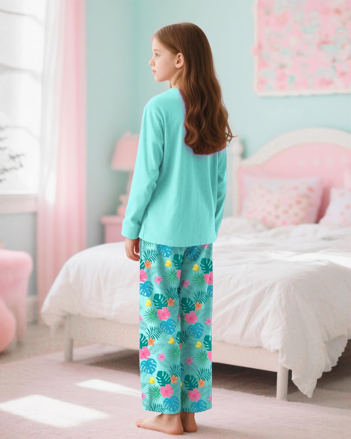 Sylfairy Girls Pajamas 2-Piece Pjs Set Kids Long Sleeve and Pants Jammies Casual Wear Girls' Sleepwear Lounge Clothes Big Kid - Image 4