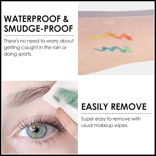 Miniatura 4 de FOCALLURE Delineador de ojos líquido camaleón, lápiz delineador de ojos intenso que cambia de color, acabado metálico multi-reflectante,