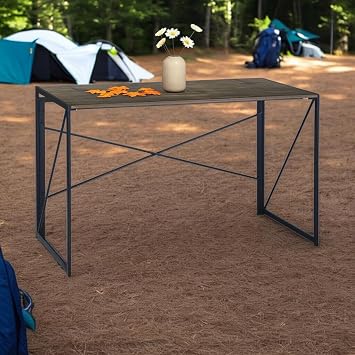 Homy Casa Portable Folding Camp Table Quick Assembly with Embedded Design, Easy Storage & Transport, Sleek and Sturdy for Outdoor Adventures Brown, Large