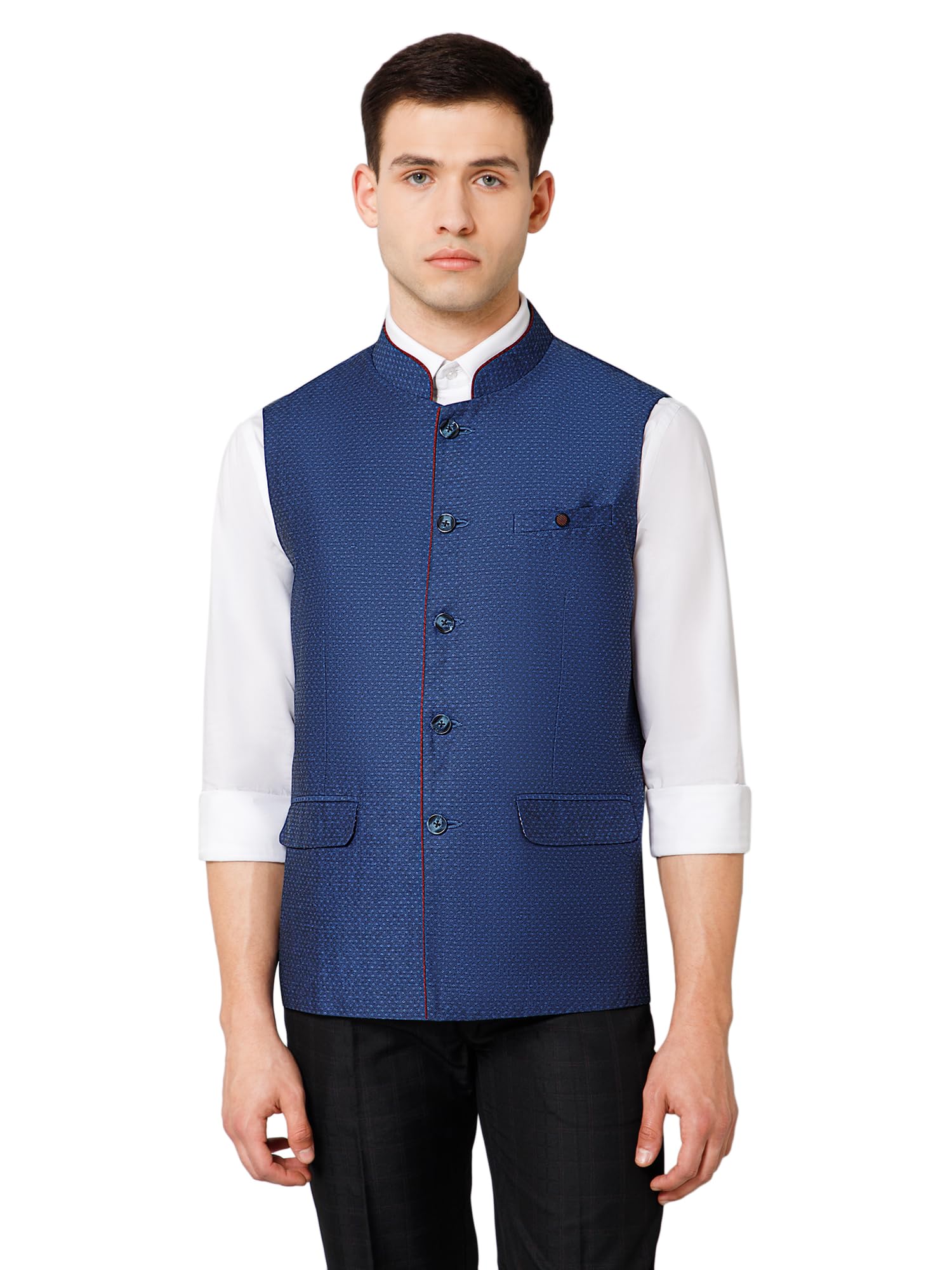 cantabil Men Blue Self Design Band Neck Casual Waistcoat (P_CMWCS0009_BLUE)-picture-35