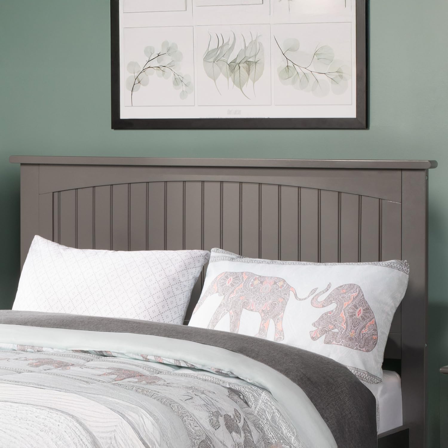 HomeStock Solid Wood Headboard with USB Charger - Coastal Bedroom Furniture Full/Gray