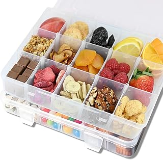 2 Pcs Snack Box with Compartments,Kids Snack Box with 18 Removable Grids...