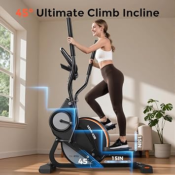 YOSUDA Elliptical Exercise Machine, Compact Elliptical with 45 Incline | 3-in-1 (Elliptical + Cardio Climber + Stair Stepper) Elliptical, 15.5IN Stride, 16 Levels Resistance, Support Kinomap/Fed APP