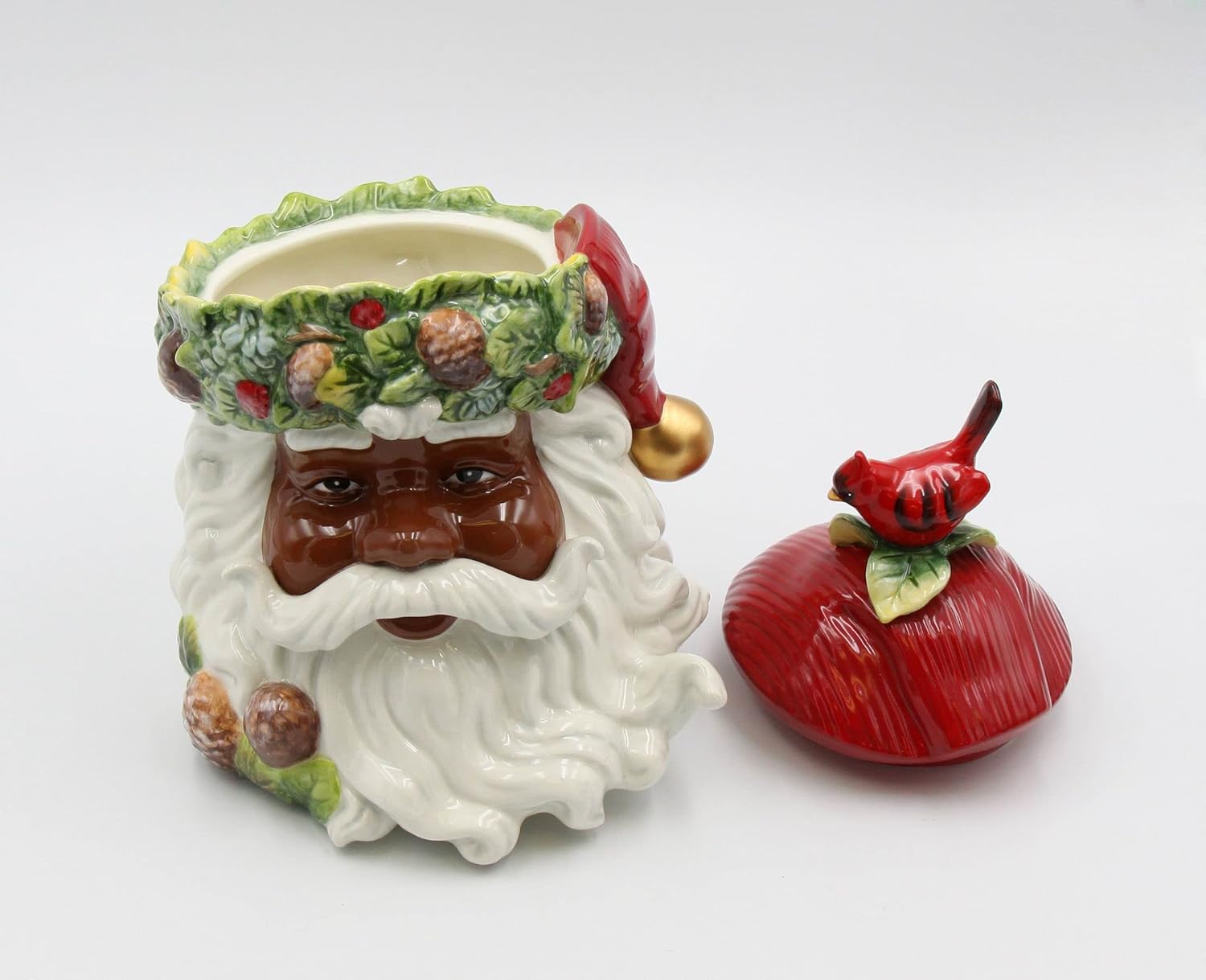 Cosmos Gifts Fine Ceramic Christmas African American Black Santa Cookie Jar, 10-3/4" H
