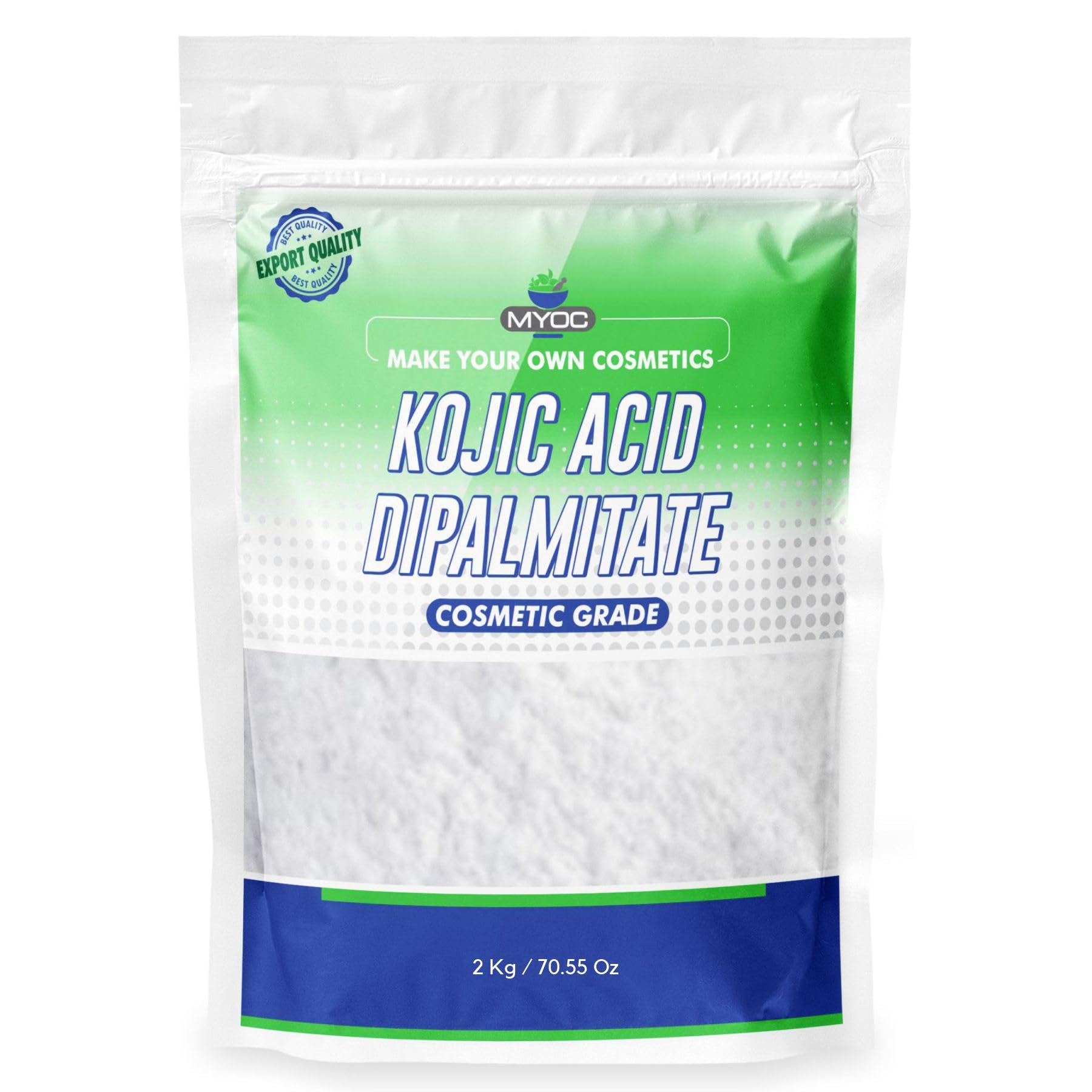 Myoc Kojic Acid Dipalmitate | Cosmetic Grade | Ideal for DIY Skincare Formulations – 2 Kg / 70.55 Oz