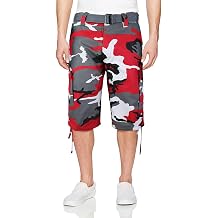 vkwear Men's Tactical Military Army Slim Fit Camo Cargo Shorts with Belt