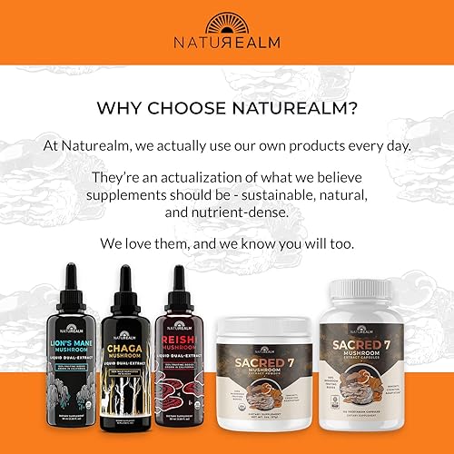 Miniatura 8 de Naturealm Lion's Mane & Chaga - Extracto de hongo Chaga – Pila de adaptógeno para concentración, inmunidad, longevidad, alivio del estrés, salud