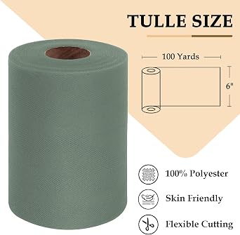 2PCS 6 x 100 Yards Tulle Fabric Roll Bundle (Sage Green & Pink)
