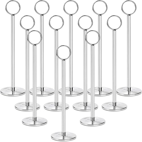 Miniatura 8 de Tosnail Paquete de 12 soportes para números de mesa de 12 pulgadas de alto, soporte resistente para tarjetas de lugar y exhibición de fotos, soporte