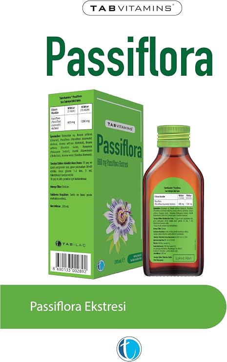 TabVitamins Passiflora Likit 200 ml Pasiflora Şurup 600 mg (3 paketi)