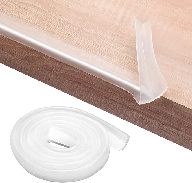 Edge Protector Strip 100% Silicone, 1m/3.3ft Safety Transparent Corner Protectors, Soft Pre-Tape Adhesive for Furniture Against Cabinets, Drawers, Tables Sharp Corners