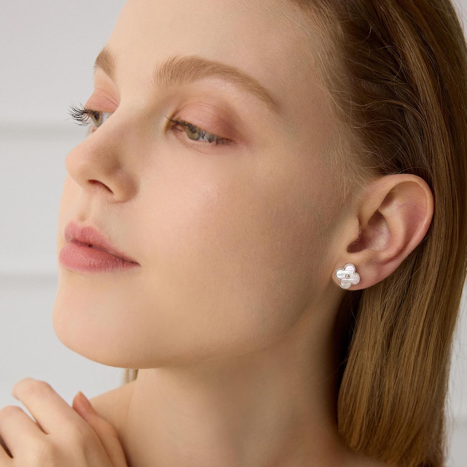 CoBi Four Leaf Clover Earrings for Women | 18K Gold & Silver Plated Mother of Pearl Clover Stud Earrings Gift Earrings for Sensitive Ears - Image 9