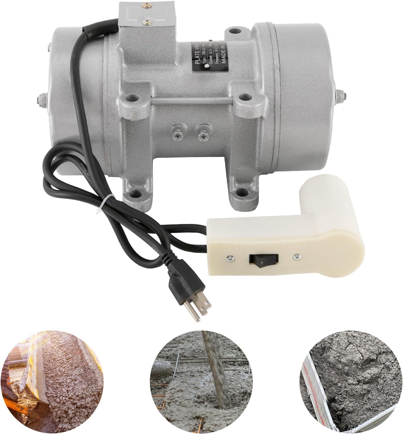 Concrete Vibrator Motor with 3.28ft Power Cable, 2840 RPM 50Hz Vibration Motors, 110V Concrete Vibrator Vibration Motor, 350KGF Vibration Force