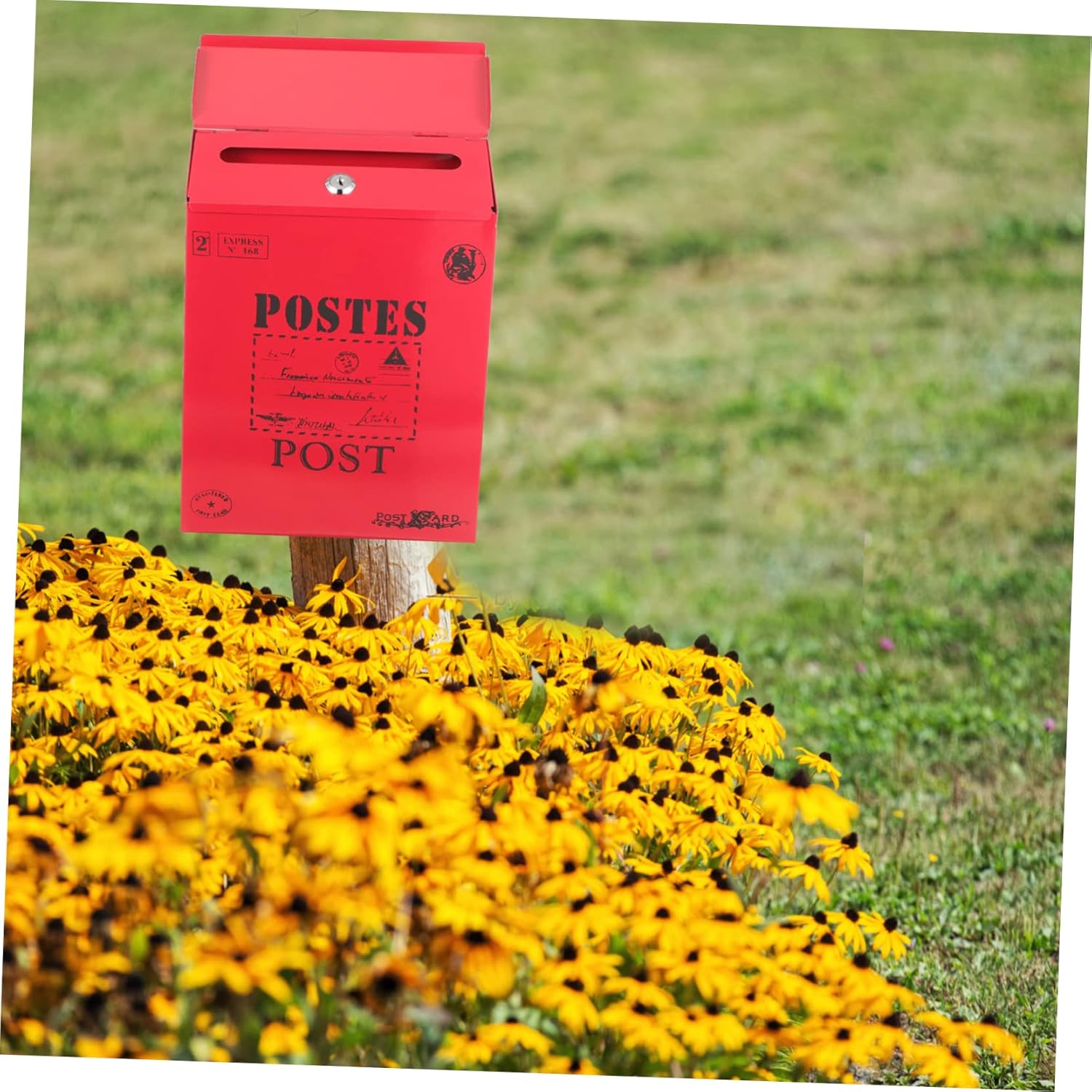 Veemoon Retro Style Iron Mailbox Wall Mount Secure Locking Post Box Vintage Decor Suggestion Box