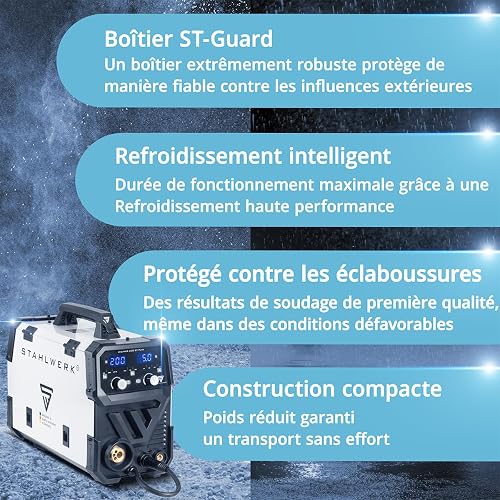 STAHLWERK Poste à souder MIG/MAG 200 ST – Kit complet – Inverter IGBT 200 A, poste sous gaz avec dévidage synergique, compatible FLUX (fil fourré), fonctionnel Lift-TIG & MMA (ARC) - 5