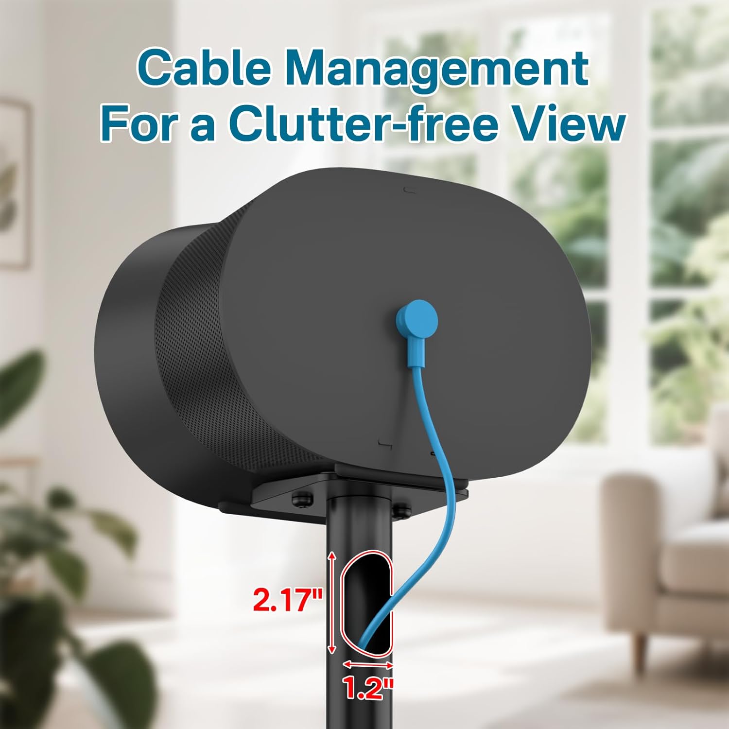 Heavy Duty Speaker Stand for Sonos Era 300 Stand, Adjustable Height 33"-42" for Sonos Era 300 Floor Stand with Cable Management Hold up to 30 Lbs for Sonos Era 300 Speaker, 2 Pack