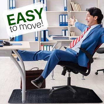Office Chair Mat for Hardwood Floor, Lesonic Desk Chair Mats Black Floor Protector for Rolling Chair, Anti-Slip Computer Heavy Duty Chair Mat for Tile Floor Home,Non-Curve,47x35 inches,Not for Carpet