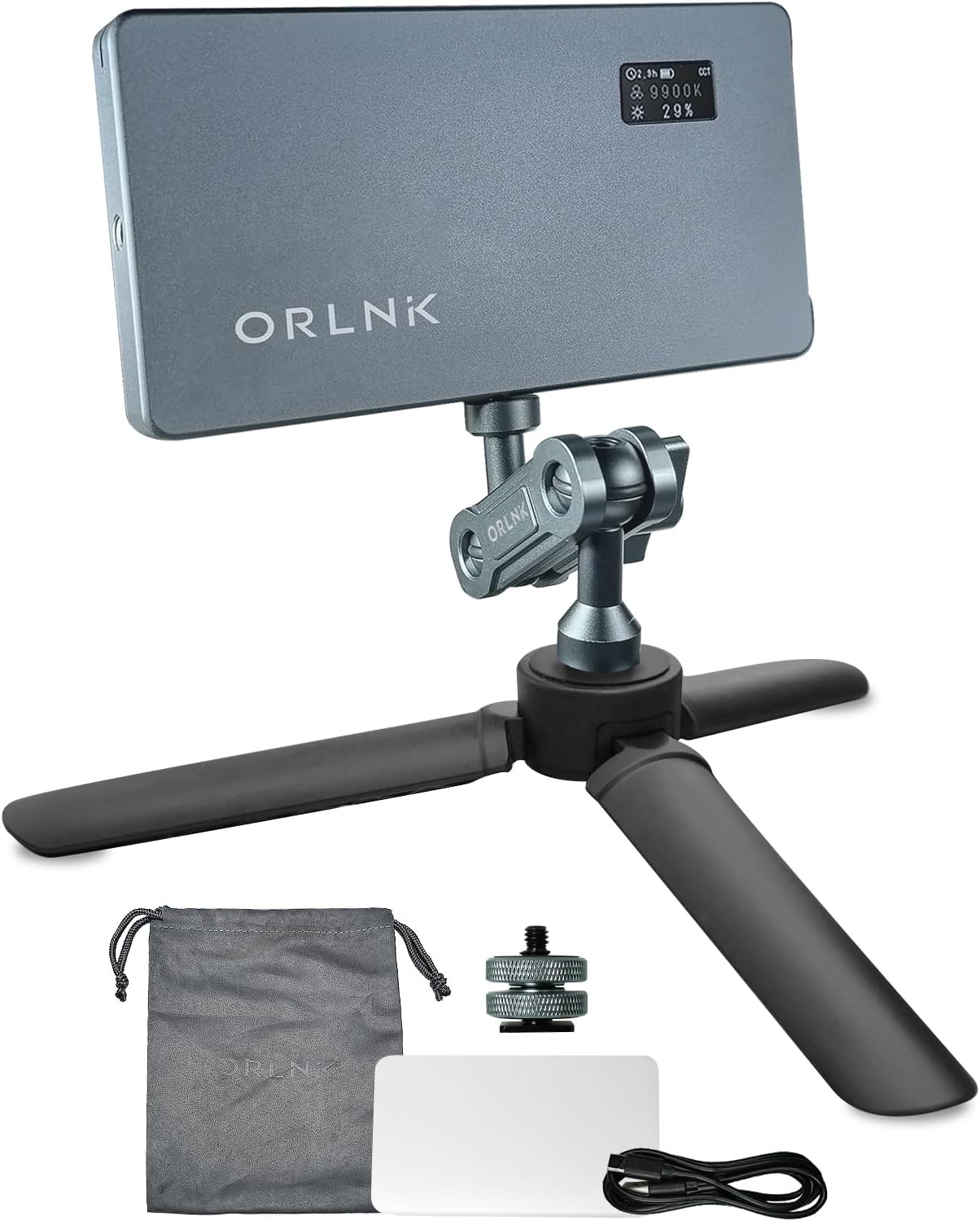 ORLN'K Portable RGB Video Light 10W 4000mAh, LED Video Light Panel with Soft Diffuser for Photographer, Content Creator Fits iPhone, for Sony Canon Nikon Fuji Panasonic Cameras (Tripod Combo)