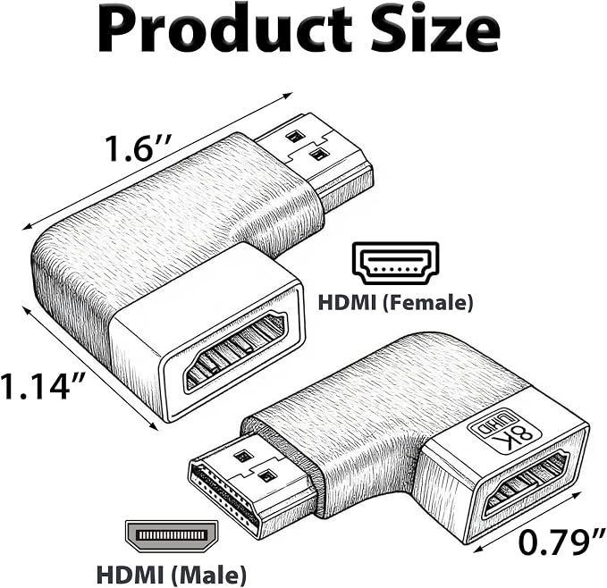 Adaptador HDMI en ángulo de 90 y 270 grados 2 Pack miniatura 10