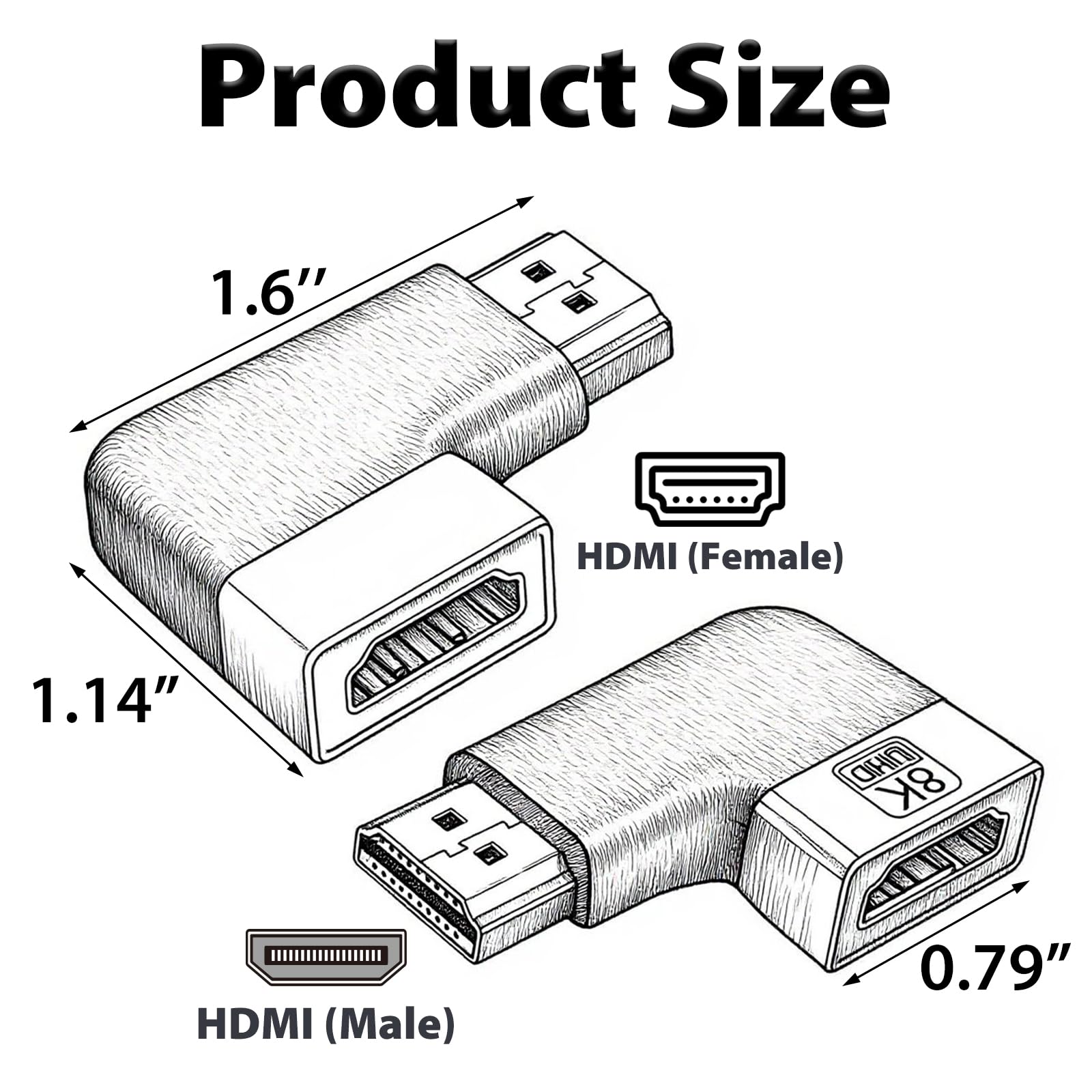 Cyberguys! Adattatore HDMI a 90 gradi, 2 pezzi, connettore accoppiatore HDMI ad angolo retto a 90° e 270°, per spazi ristretti, 8K a 60Hz, 4K a 120Hz, supporto 3D, compatibile con estensione 2.1