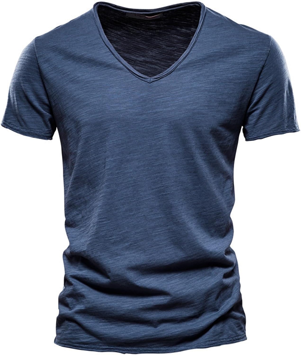 T-Shirt d&rsquo;été à manches courtes pour hommes, en coton, col en V, couleur unie, décontracté, haut, S-5XL
