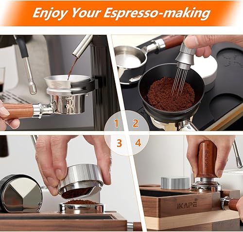 Miniatura 5 de IKAPE Distribuidor de café de 2.087 in, distribuidor de espresso de profundidad ajustable con escala, se adapta a todos los portafiltros de espresso