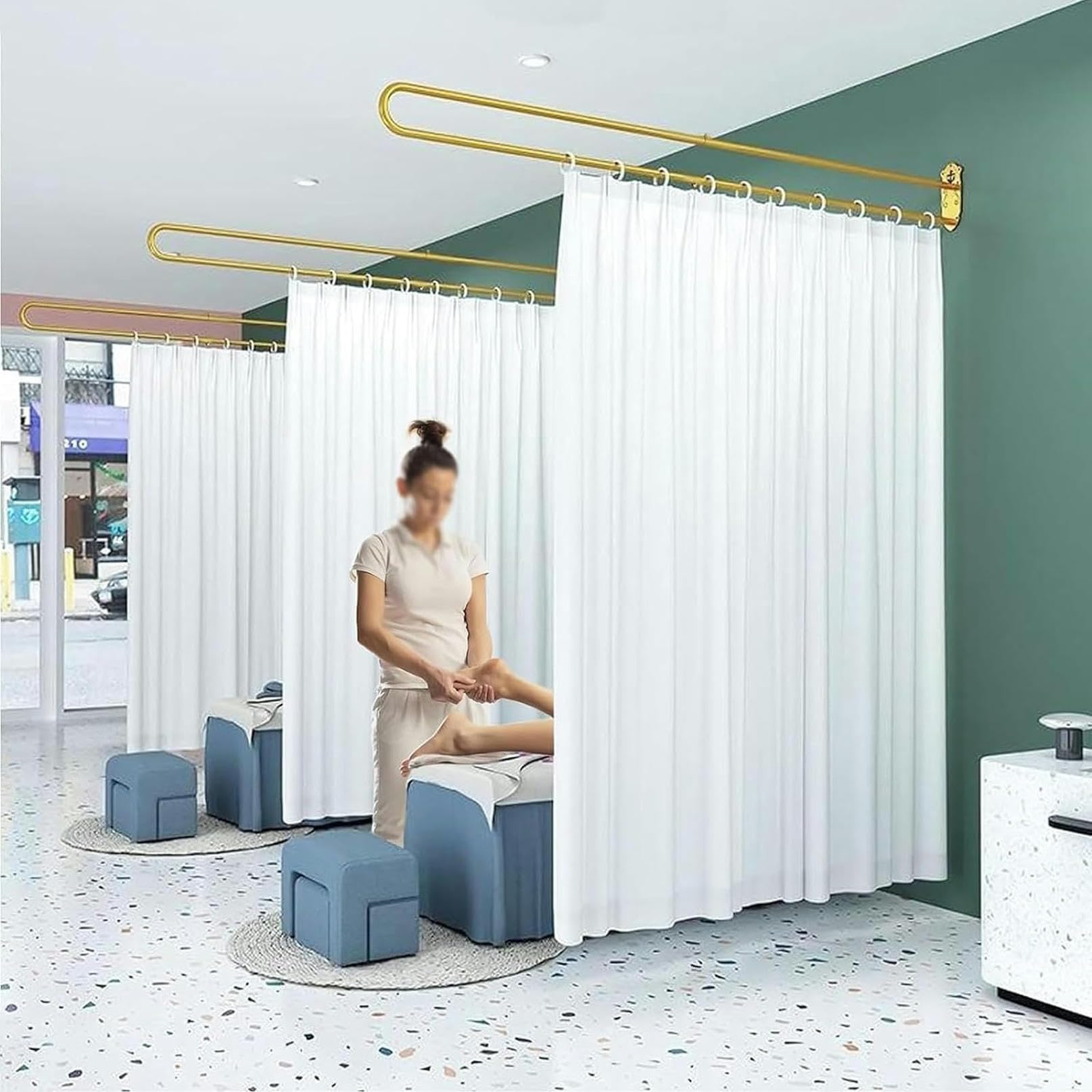 Rideau médical pour salon de beauté et chambre avec cloison en U suspendue
