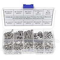 Vista 10 de Juego surtido de tornillos Phillips de cabeza plana de acero inoxidable #2-56 UNC y tuercas