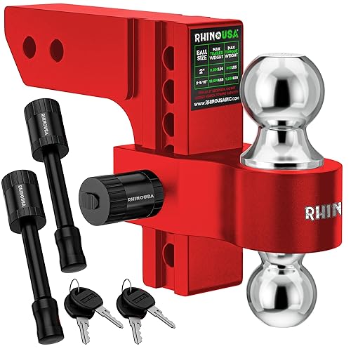 Rhino USA Adjustable Trailer Hitch (Fits 2-Inch Receiver) - Heavy