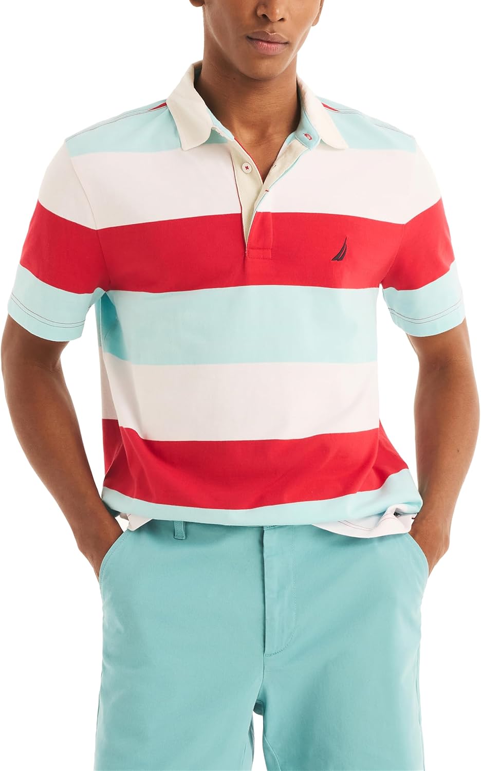 Nautica Men's Nautica Sustainably Crafted Classic Fit Striped Rugby Polo