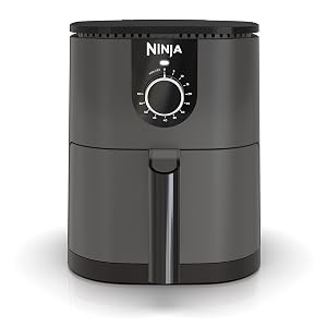 Ninja AF080 Mini Air Fryer 2 Quarts Capacity Compact Nonstick with Quick Set Timer Grey